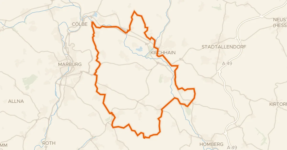 Kaart van de fietsroute Rondje Burg Schweinsberg en Schweinsberger Moor