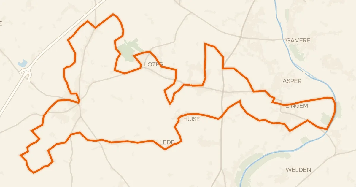 Kaart van de fietsroute Route 55 Tour(née) Générale Kruisem
