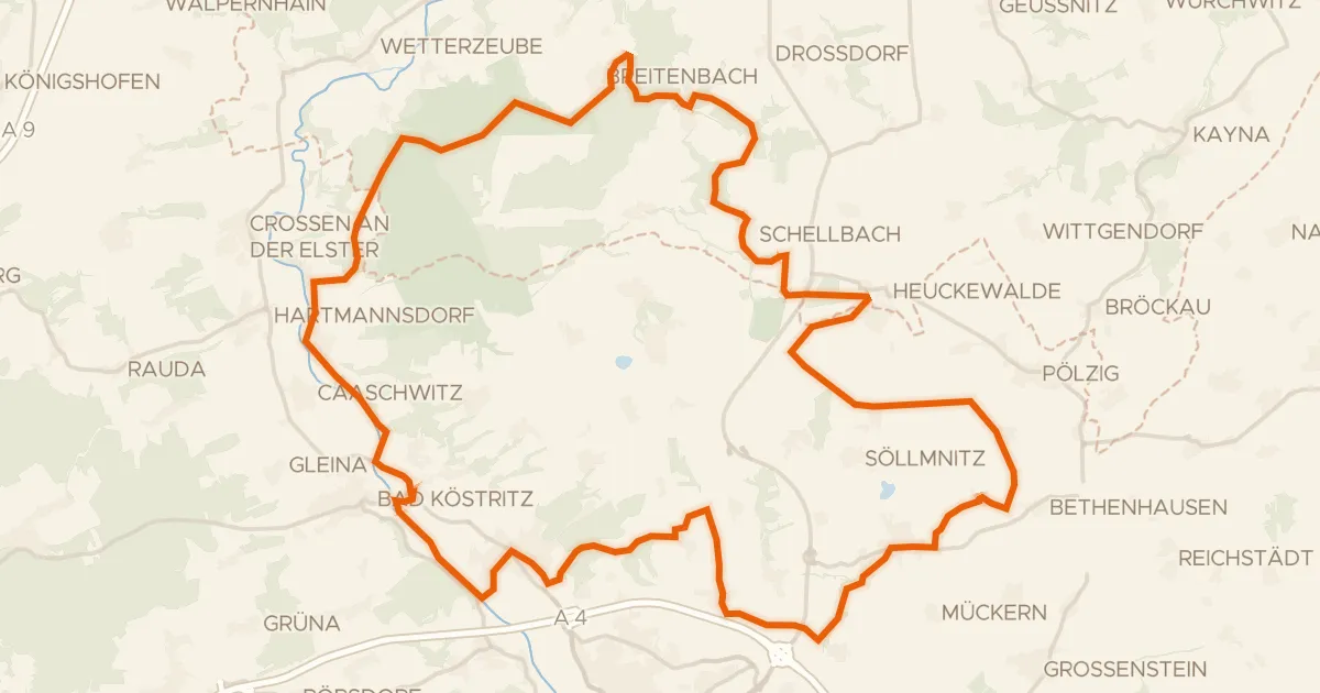 Kaart van de fietsroute Rondje Burgruine Kempe en Naturschutzgebiet Rödel