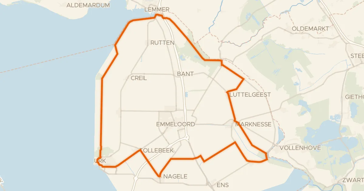 Map of the cycling route Rondje Kadoelerbos en Waterloopbos