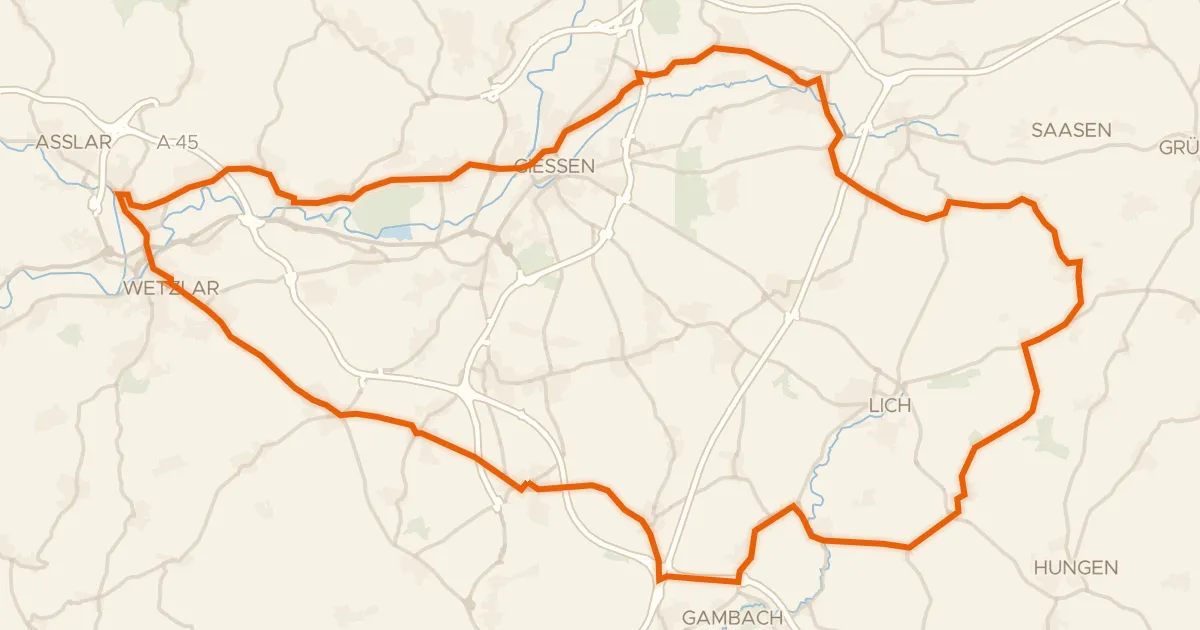 Map of the cycling route Rondje Busecker Schloss en Burg Hermannstein