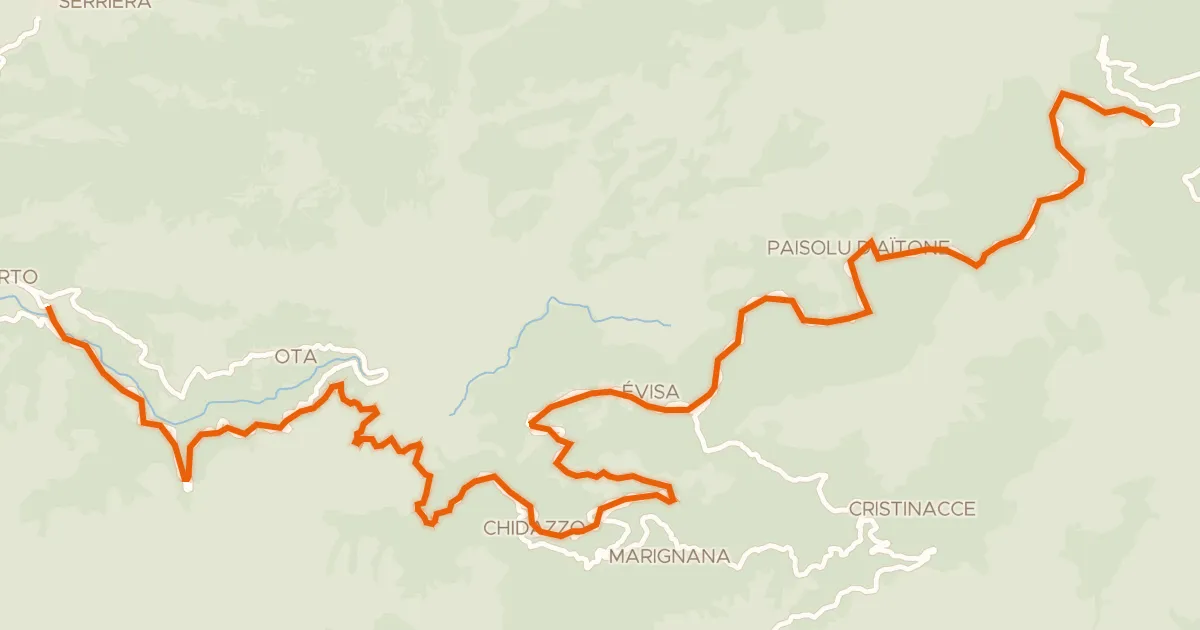 Map of the cycling route GT20 / Étape 7 : Portu - Verghju