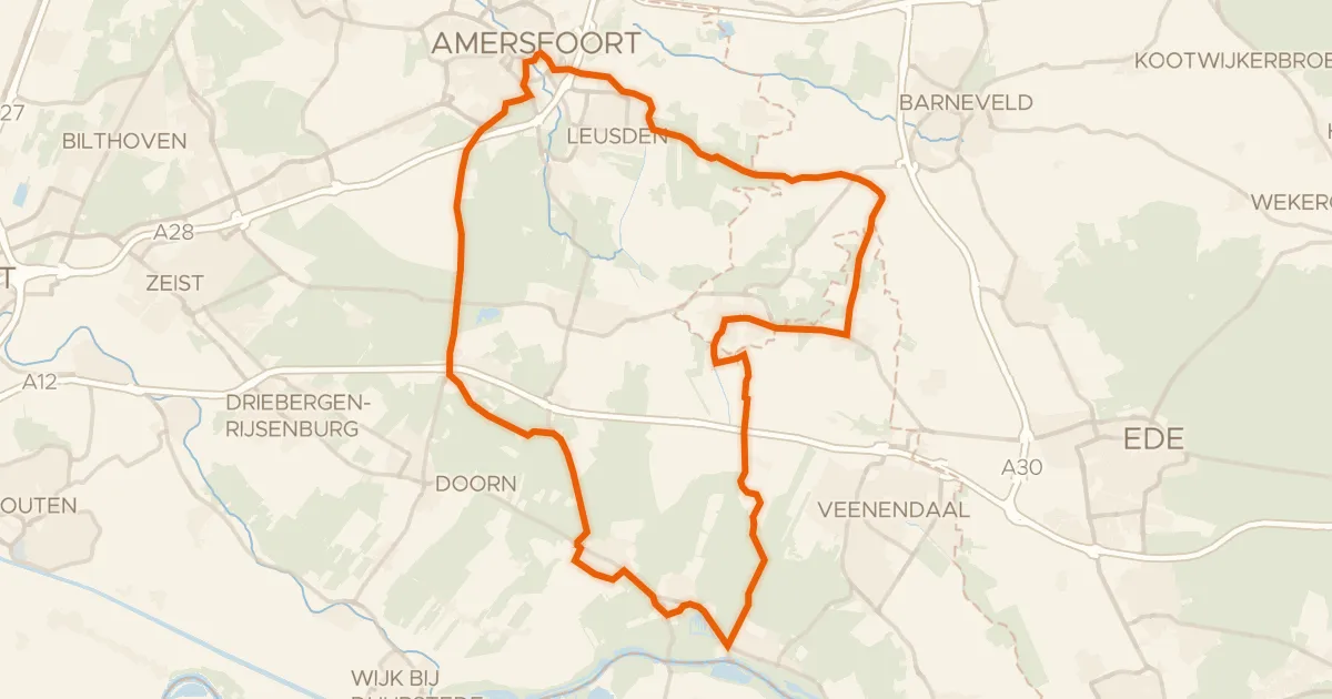 Kaart van de fietsroute Rondje Kasteel Amerongen en Walderveense molen