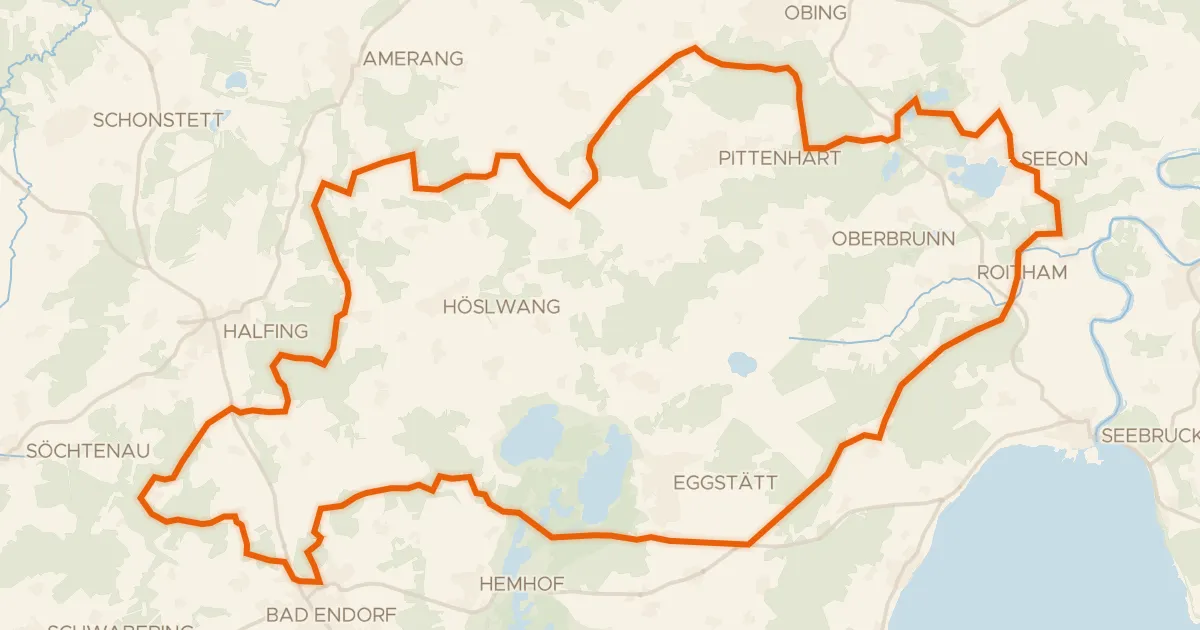 Kaart van de fietsroute Rondje Seeoner Seen en Hartsee