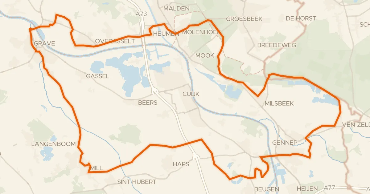 Map of the cycling route Rondje Jachtslot De Mookerheide en Kasteel Tongelaar