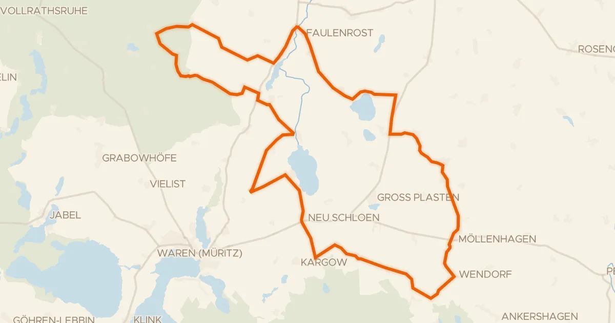 Map of the cycling route Rondje Mecklenburgische Schweiz und Kummerower See