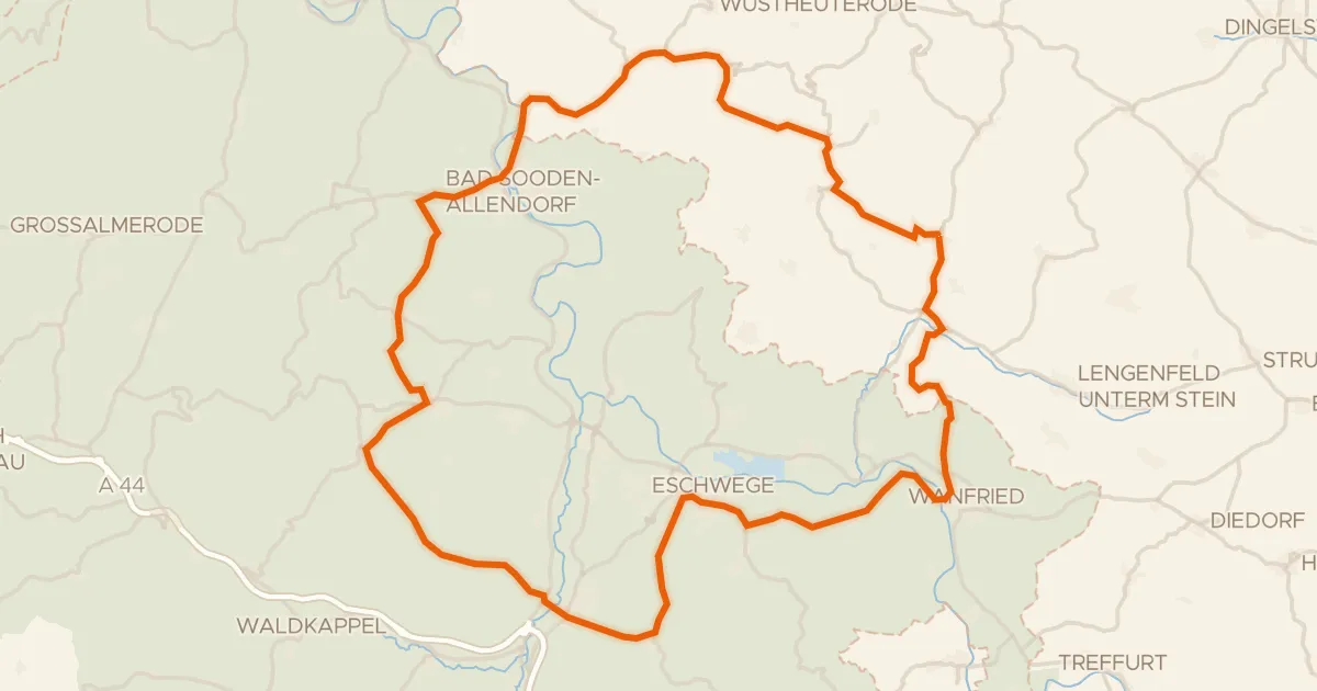Kaart van de fietsroute Rondje Wasserburg Aue en Blaue Kuppe