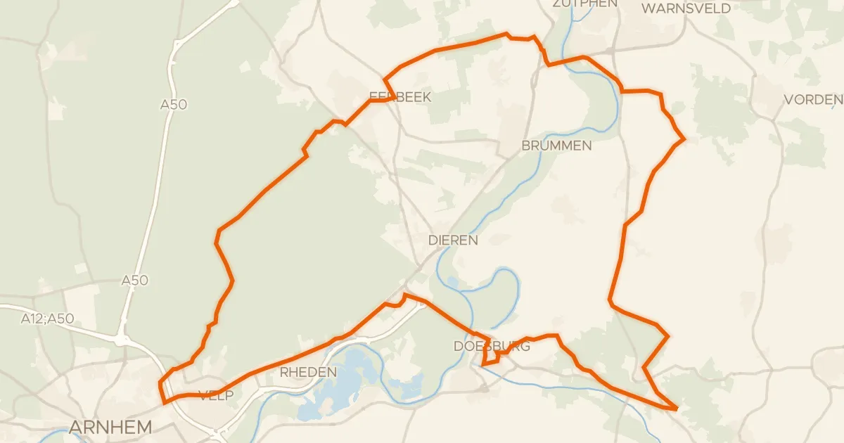 Map of the cycling route Rondje Kasteel Rosendael en Rozendaalse Veld