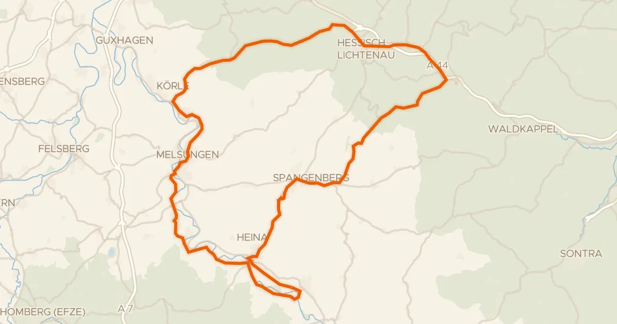 Kaart van de fietsroute Rondje Fuldatal bei Konnefeld en Reichenbacher Kalkberge