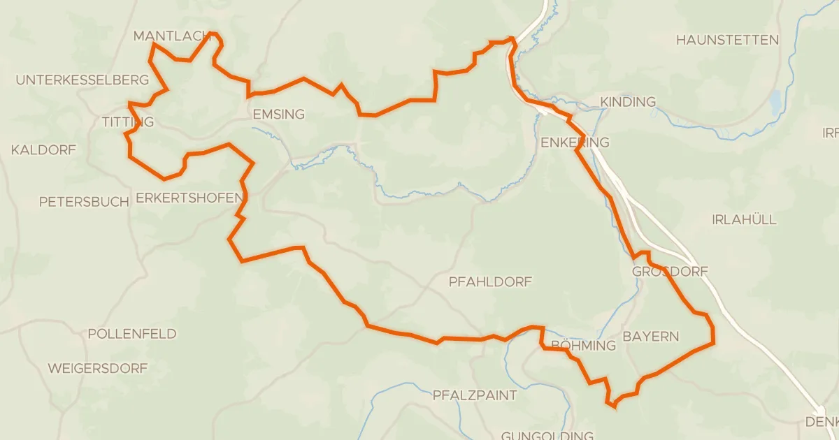 Map of the cycling route Rondje Burgstall Wieseck en Schwarzach