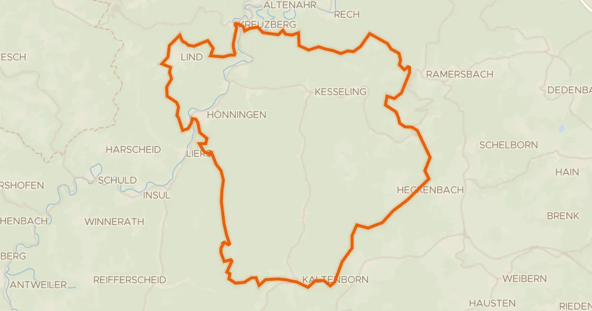 Kaart van de fietsroute Rondje Burg Kreuzberg en Ahrschleife bei Altenahr