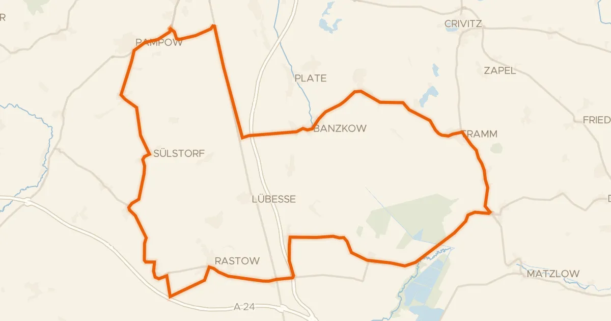 Map of the cycling route Rondje Lewitz Mühle en Stör