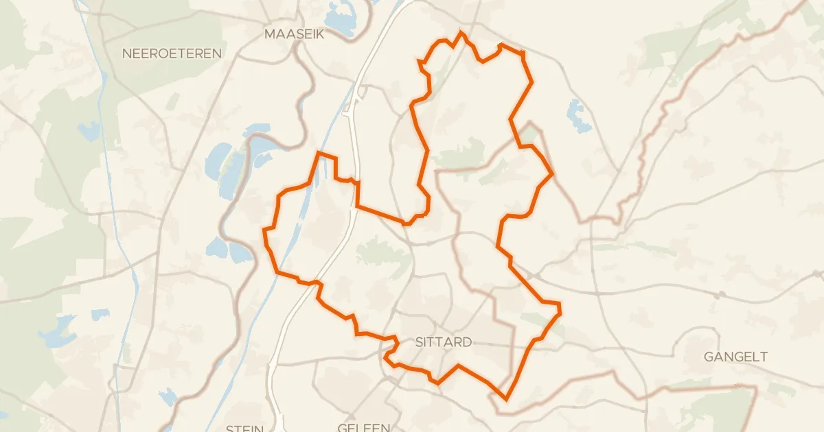 Kaart van de fietsroute Rondje Huize Witham en Abdij Lilbosch