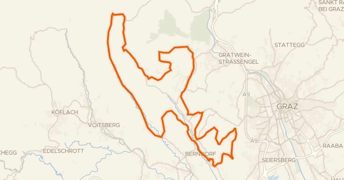 Map of the cycling route 10 vor Graz Genusstour