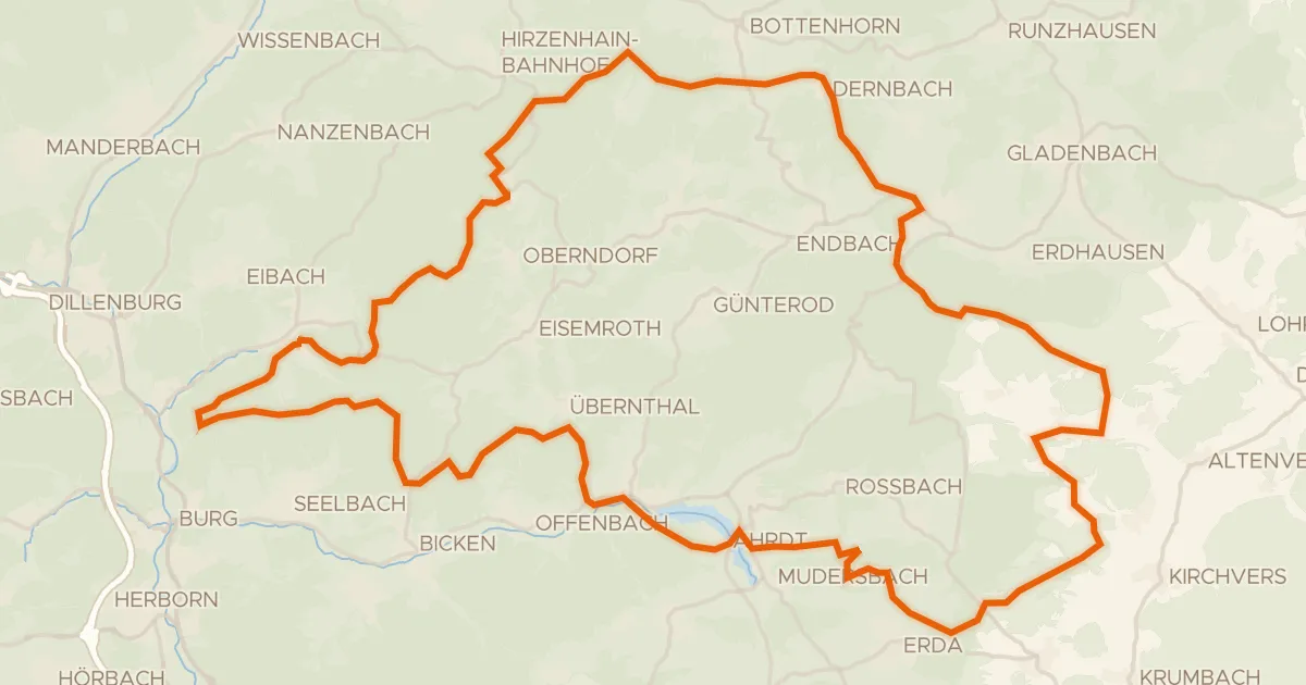 Kaart van de fietsroute Rondje Burg Tringenstein en Aartalsperre bei Mudersbach