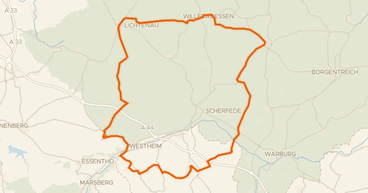 Map of the cycling route Rondje Schloss Rhoden en Glasebruch
