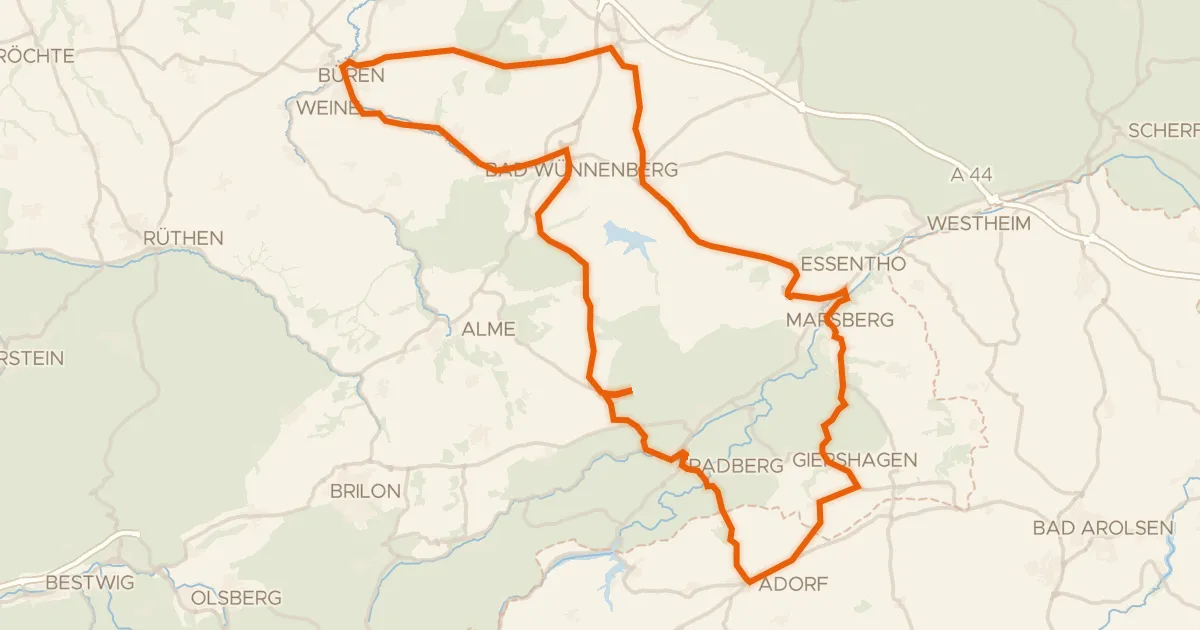 Map of the cycling route Rondje Schloss Padberg en Mittelmühle