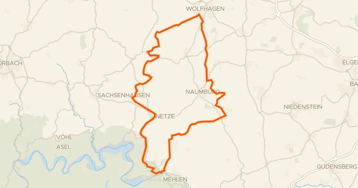 Map of the cycling route Rondje Zechsteinhänge bei Lieschensruh en Eder