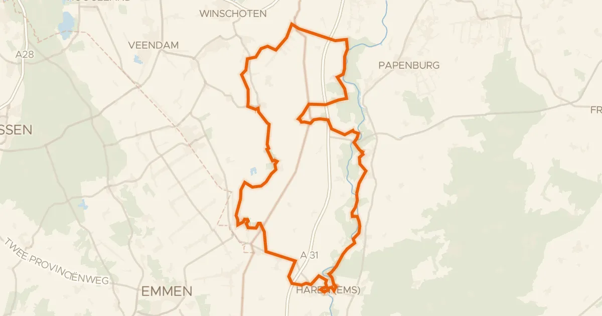 Kaart van de fietsroute Smokkelroute