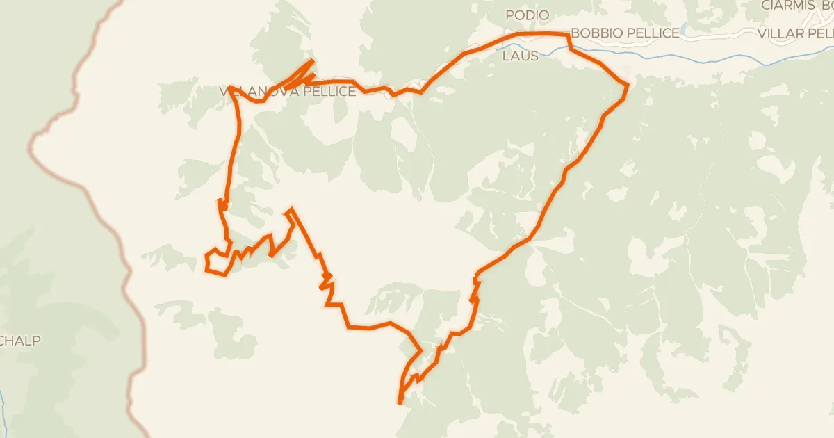 Kaart van de fietsroute UPSLOWTOUR Anello dei Rifugi