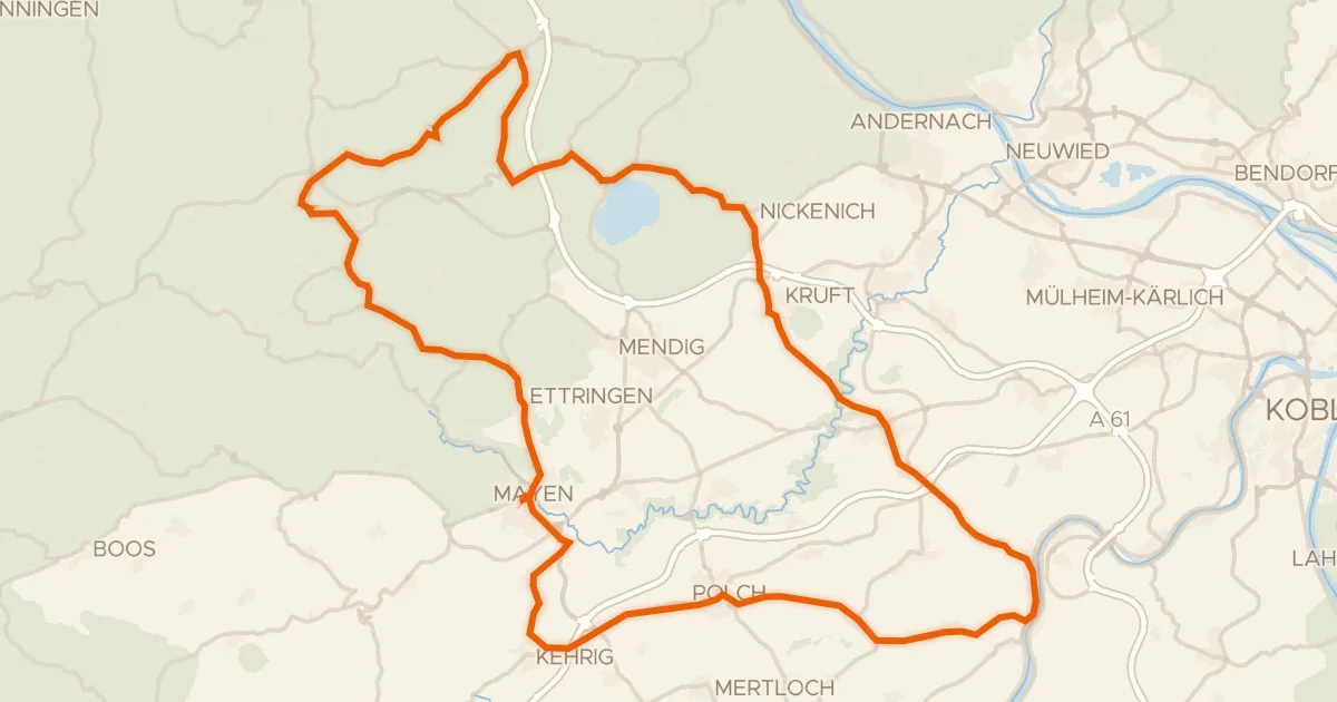 Kaart van de fietsroute Rondje Genovevaburg en Hochsimmer