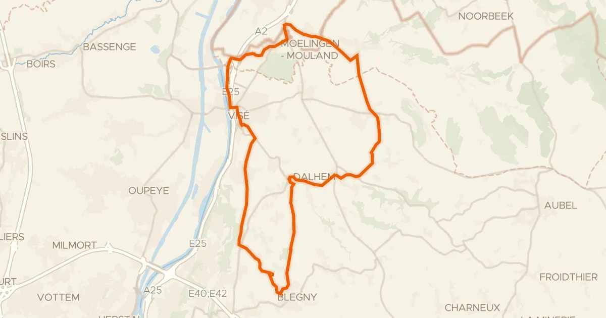 Kaart van de fietsroute Balade des Poiriers