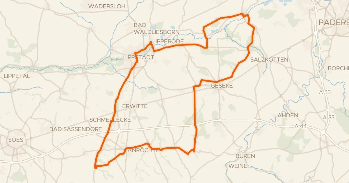 Map of the cycling route Rondje Schloss Eringerfeld en Boker Heide