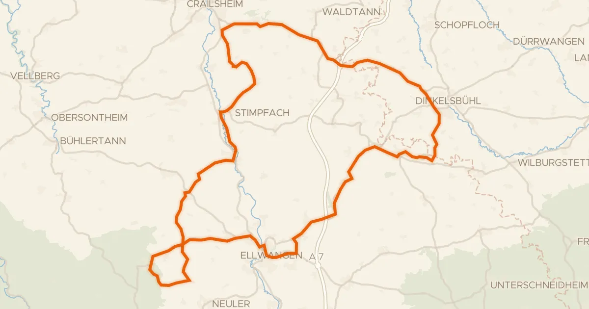 Map of the cycling route Rondje Pfannenburg en Schloss Adelmannsfelden