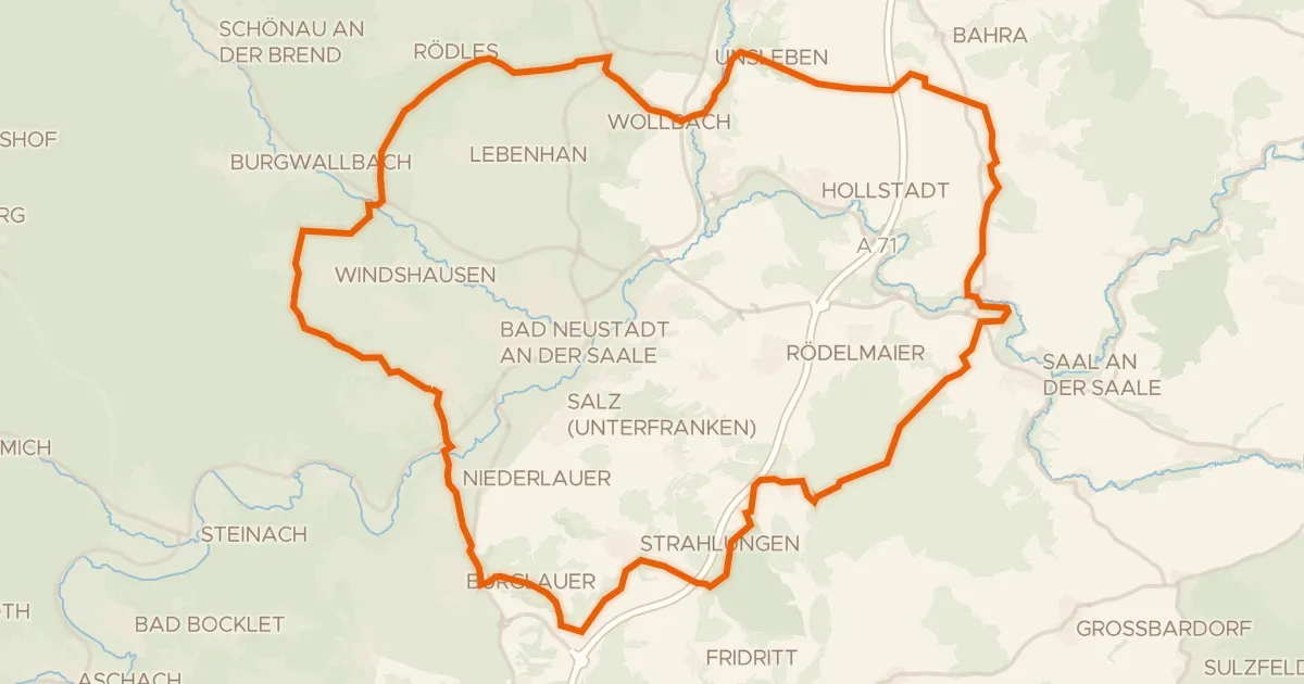Kaart van de fietsroute Rondje Trockenhänge bei Unsleben en Biosphärenreservat Rhön