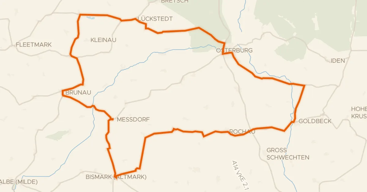 Kaart van de fietsroute Rondje Herrenhaus Krevese en Milde