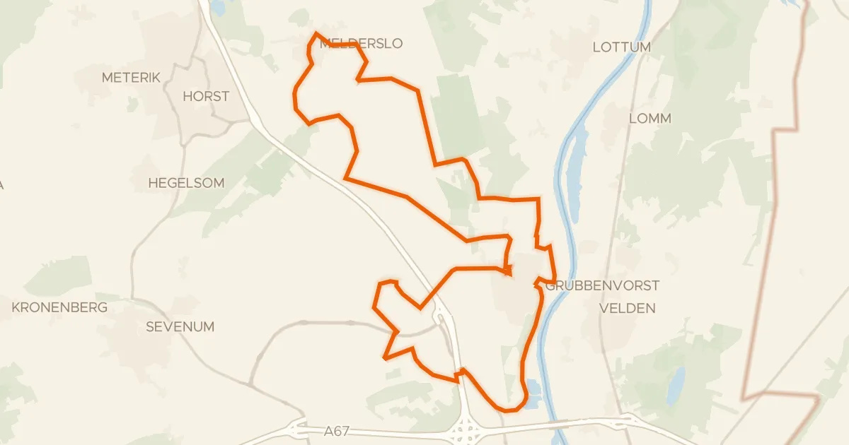 Kaart van de fietsroute Aspergefietsroute Grubbenvorst
