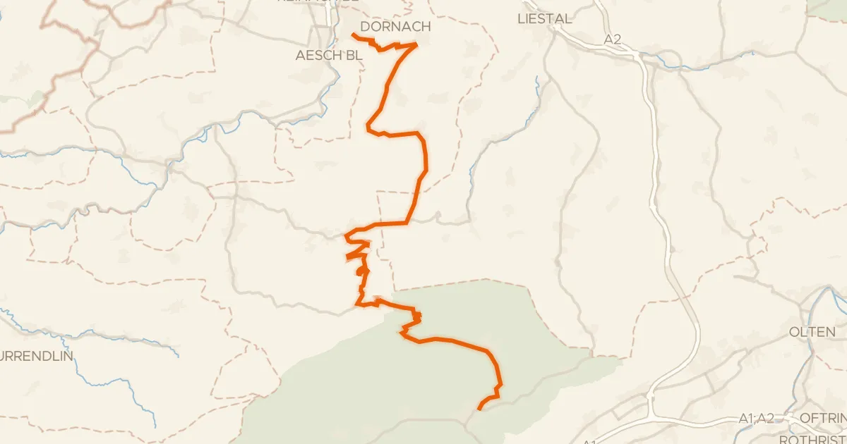 Kaart van de fietsroute Passwang–Oberaargau