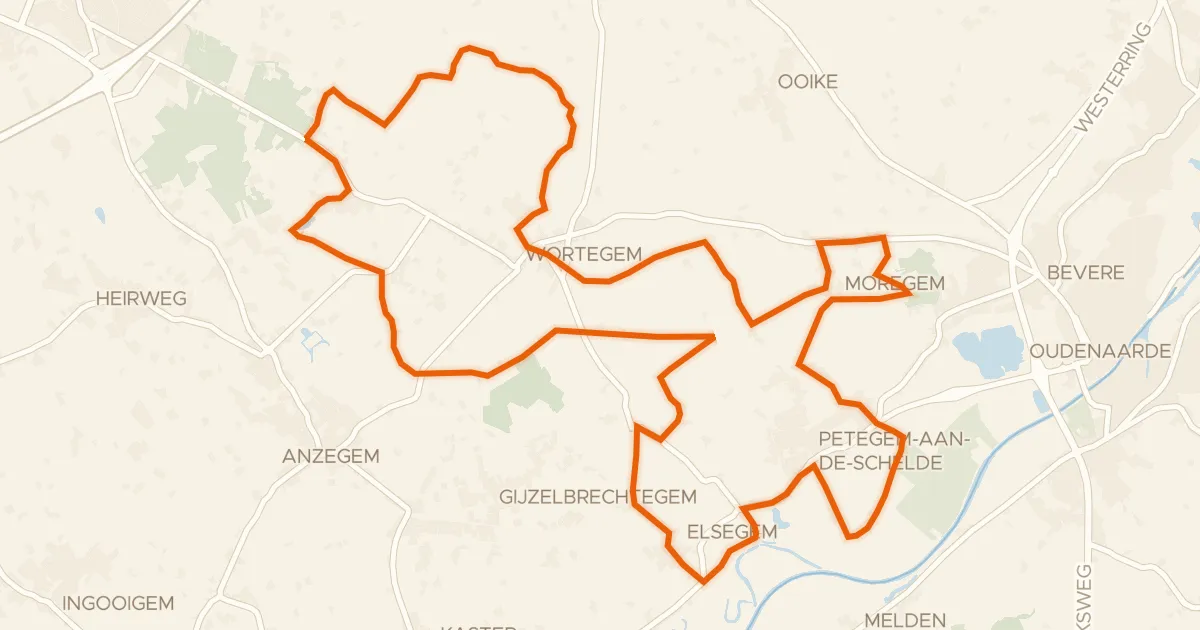 Kaart van de fietsroute Hector Plancquaertroute