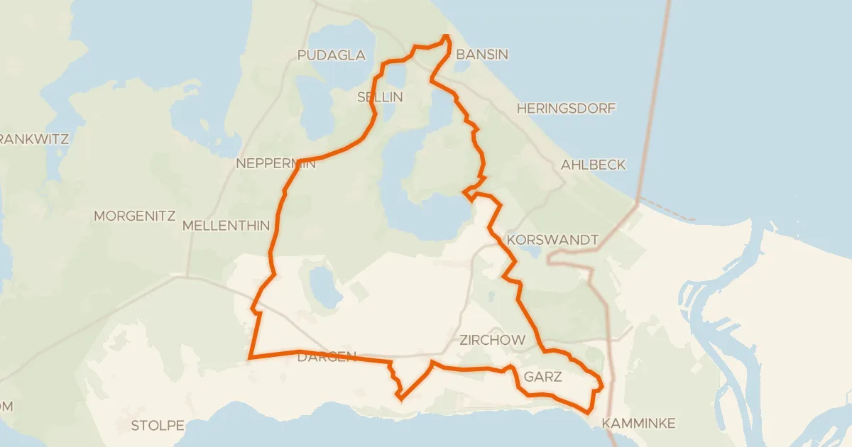Kaart van de fietsroute Rondje Gothensee und Thurbruch en Golm
