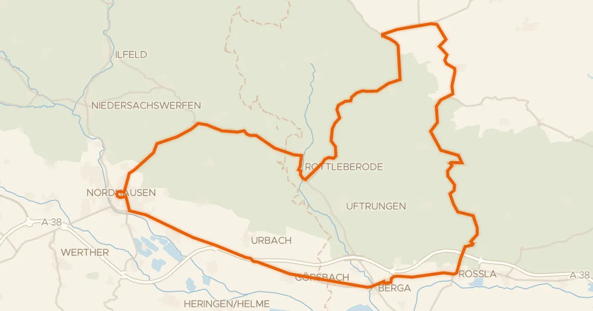 Kaart van de fietsroute Rondje Petriturm en Schloss Roßla