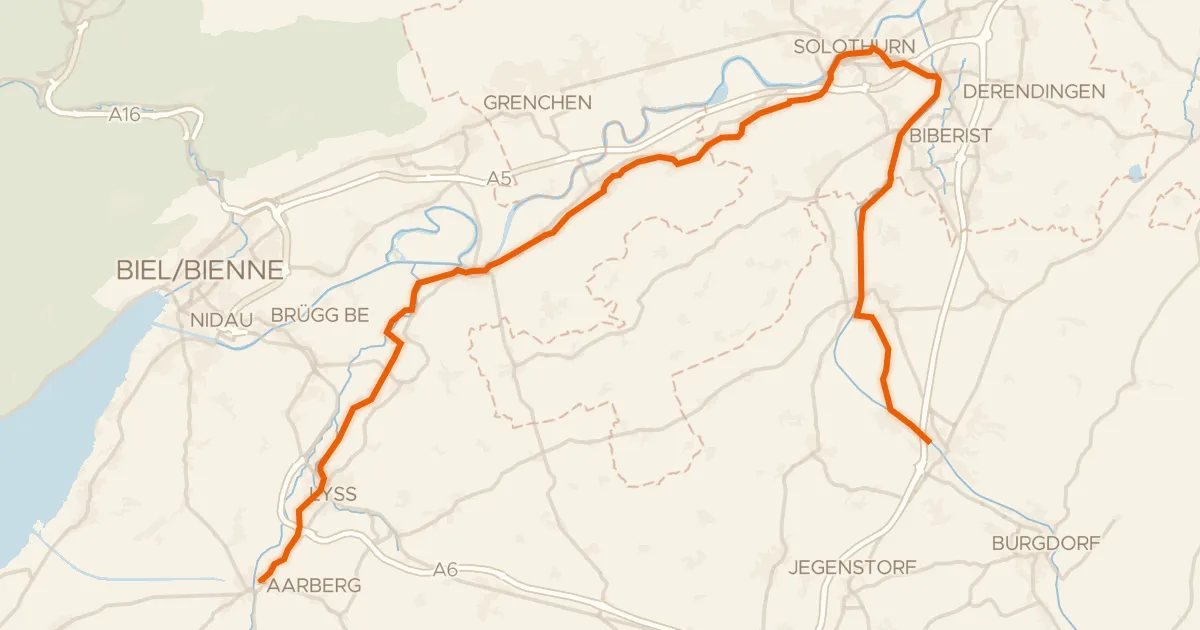 Kaart van de fietsroute Le Jorat - Trois Lacs - Emme