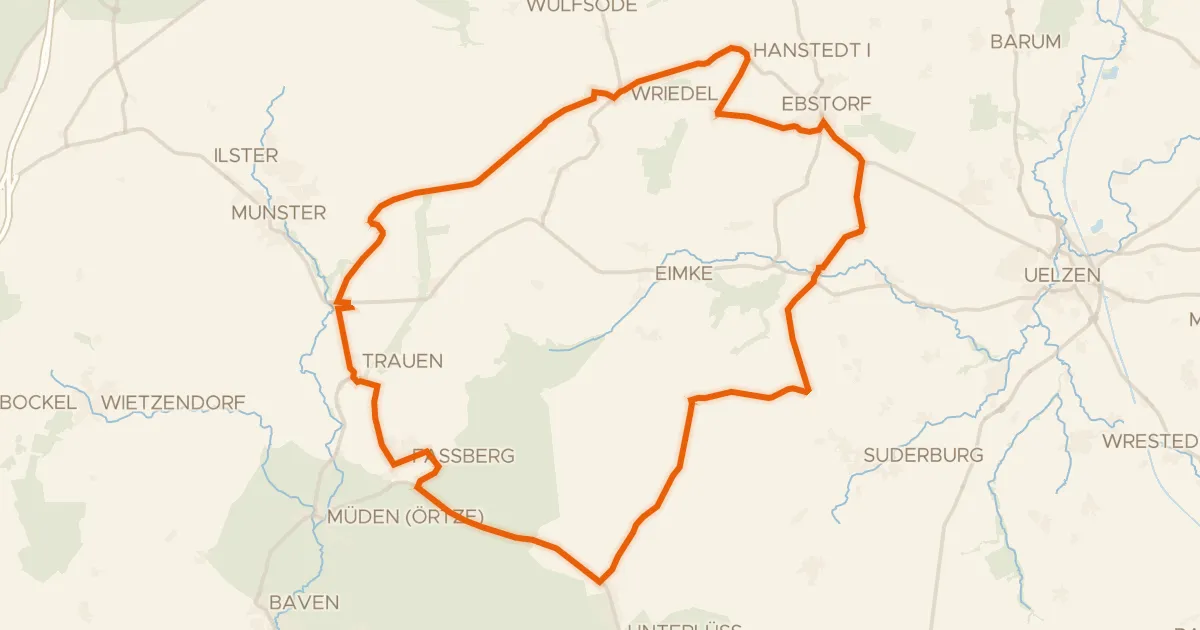 Kaart van de fietsroute Rondje Tal der Kleinen Örtze en Arendorfer Moor