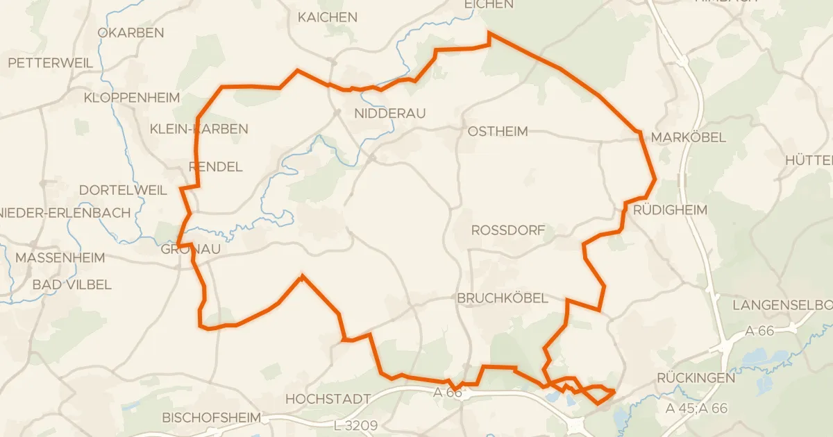 Kaart van de fietsroute Rondje ehem. Burg Wachenbuchen en Nidder
