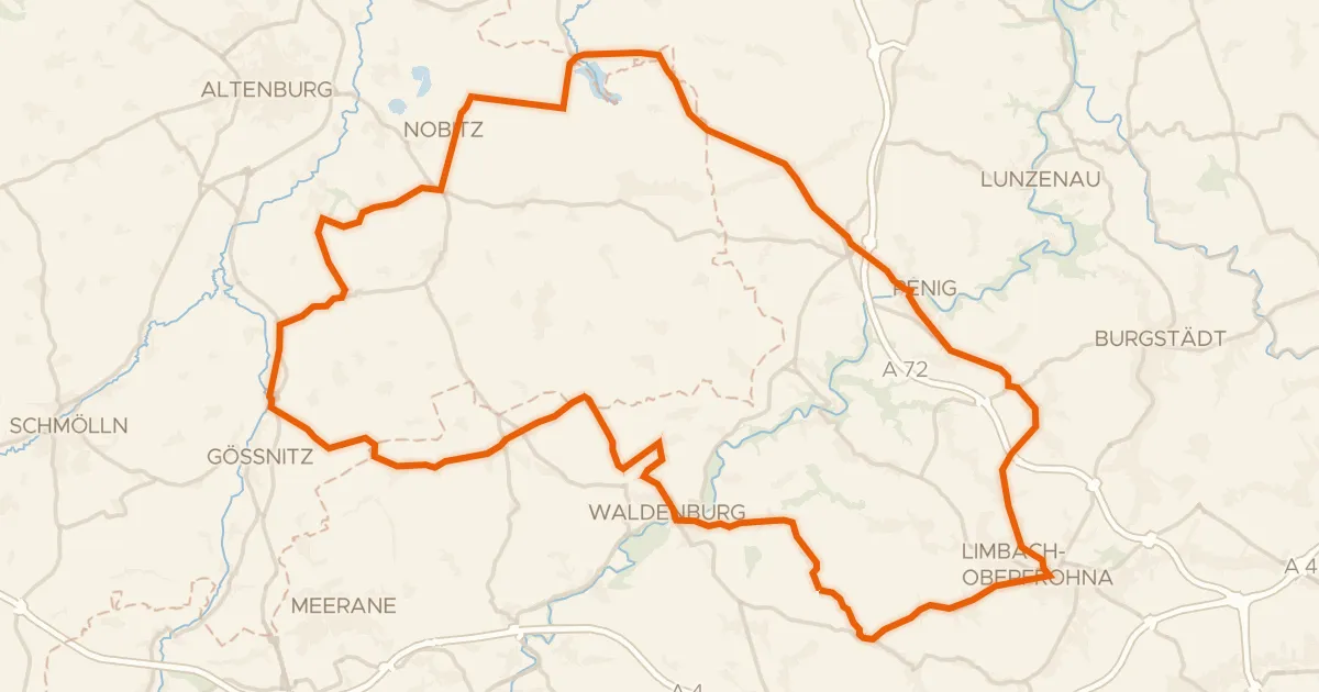 Map of the cycling route Rondje Schloss Waldenburg en Zwickauer Mulde