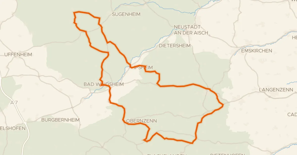 Map of the cycling route Rondje Blaues Schloß en Külsheimer Gipshügel