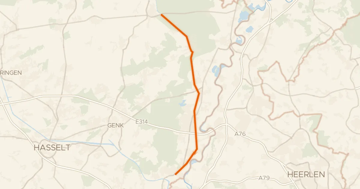 Kaart van de fietsroute F78 Fietssnelweg Lanaken - Tongerlo