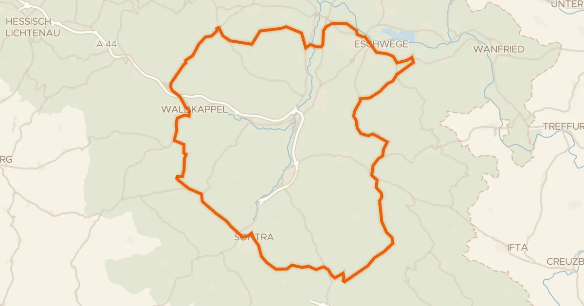 Map of the cycling route Rondje Schlierbachswald en Werra