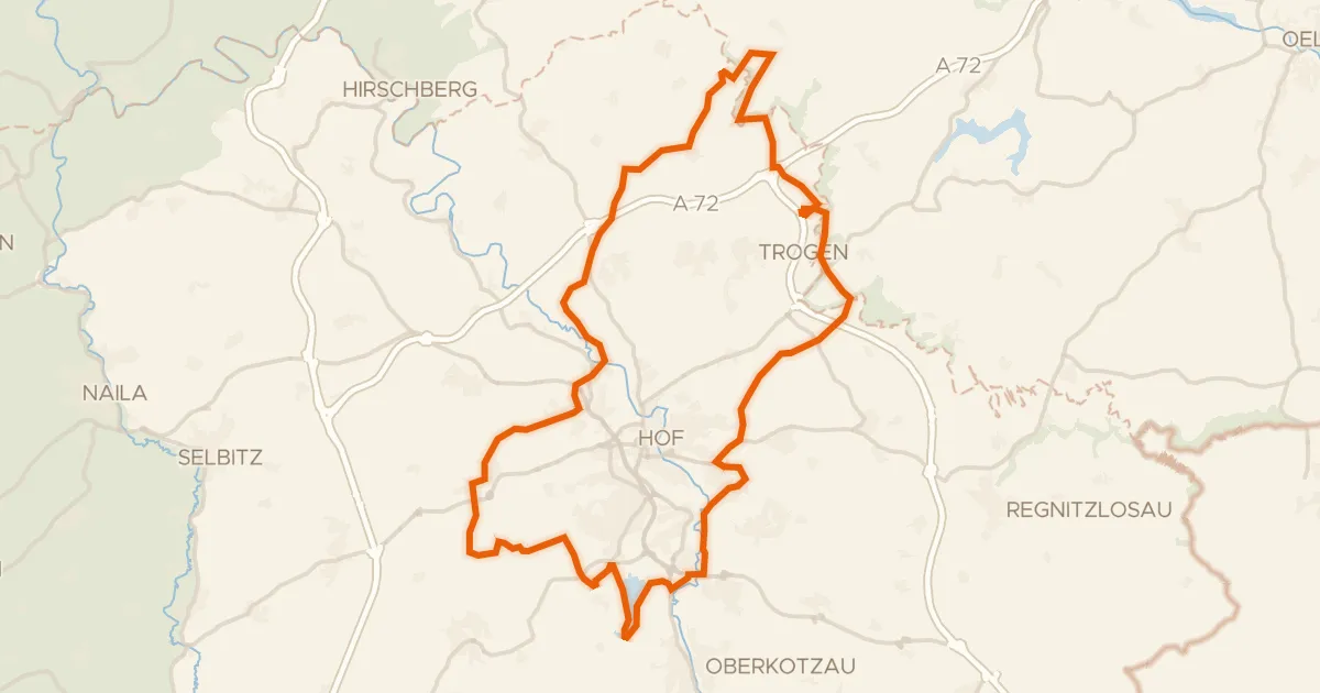 Kaart van de fietsroute Rondje Himmelreich en Saale