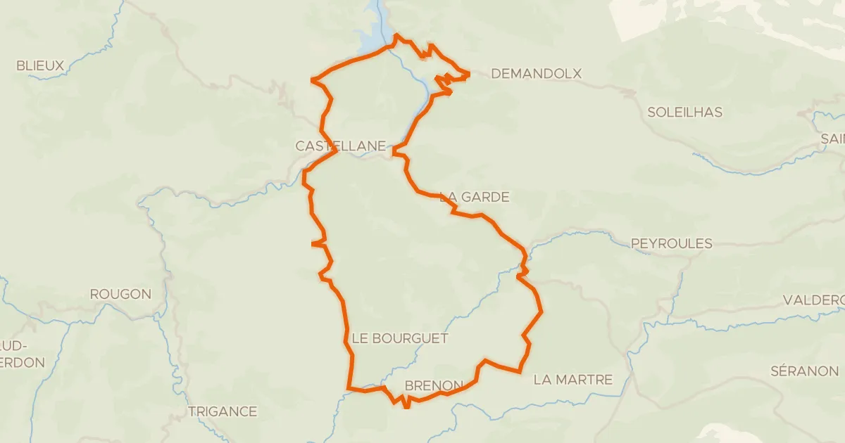 Kaart van de fietsroute Belvédères du Verdon