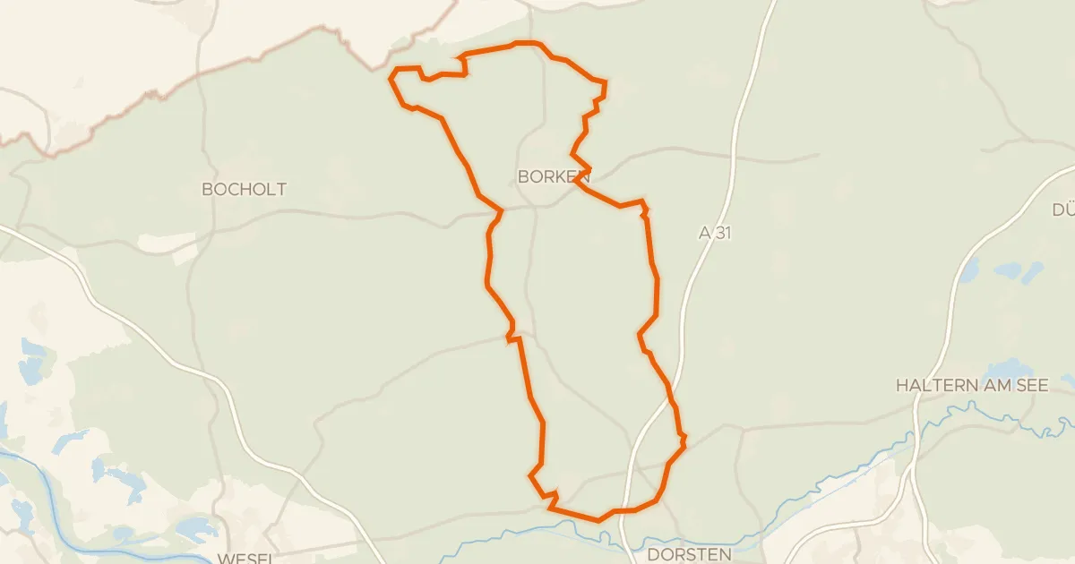 Map of the cycling route Rondje Schloss Raesfeld en Tüshausmühle