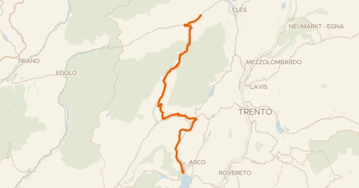 Kaart van de fietsroute DOGA - Dolomiti Garda - Standard Route