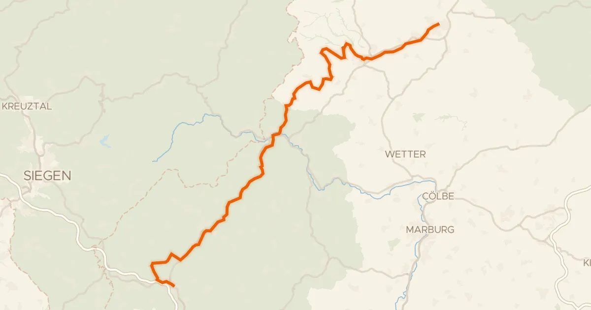 Kaart van de fietsroute Hessischer Radfernweg R8 (Teilstrecke Dillenburg - Frankenberg)