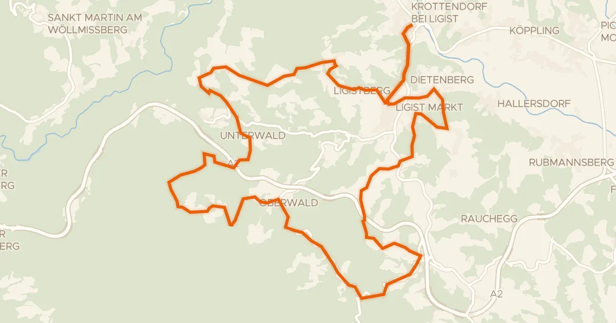 Map of the cycling route Ligister Tour