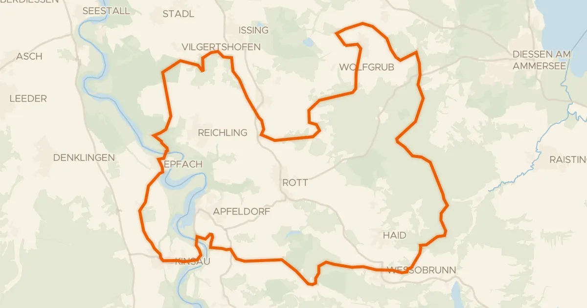 Kaart van de fietsroute Rondje Rohrmoos en Lechtal-Süd