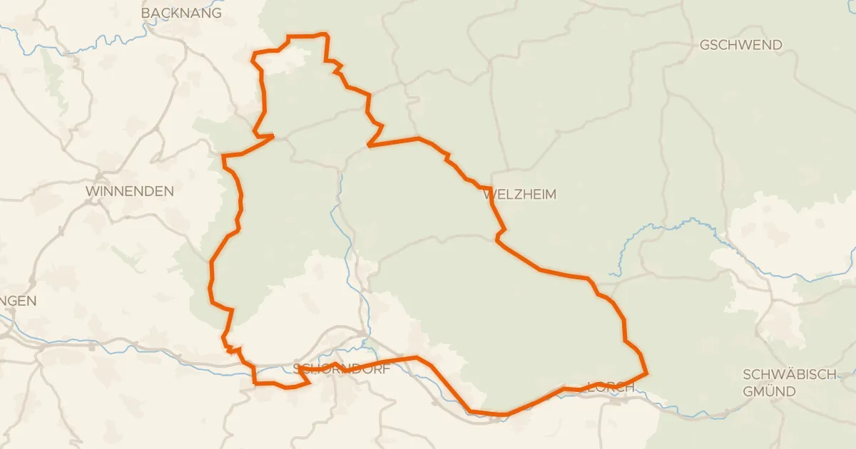 Kaart van de fietsroute Rondje Burgschloss en Lorcher Baggerseen